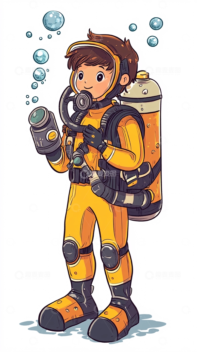 高清大图下载【趣麦麦图】卡通潜水员