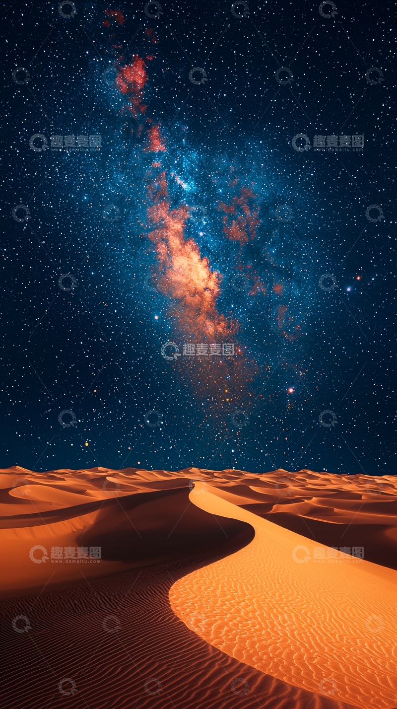 高清大图下载【趣麦麦图】沙漠星空银河交汇
