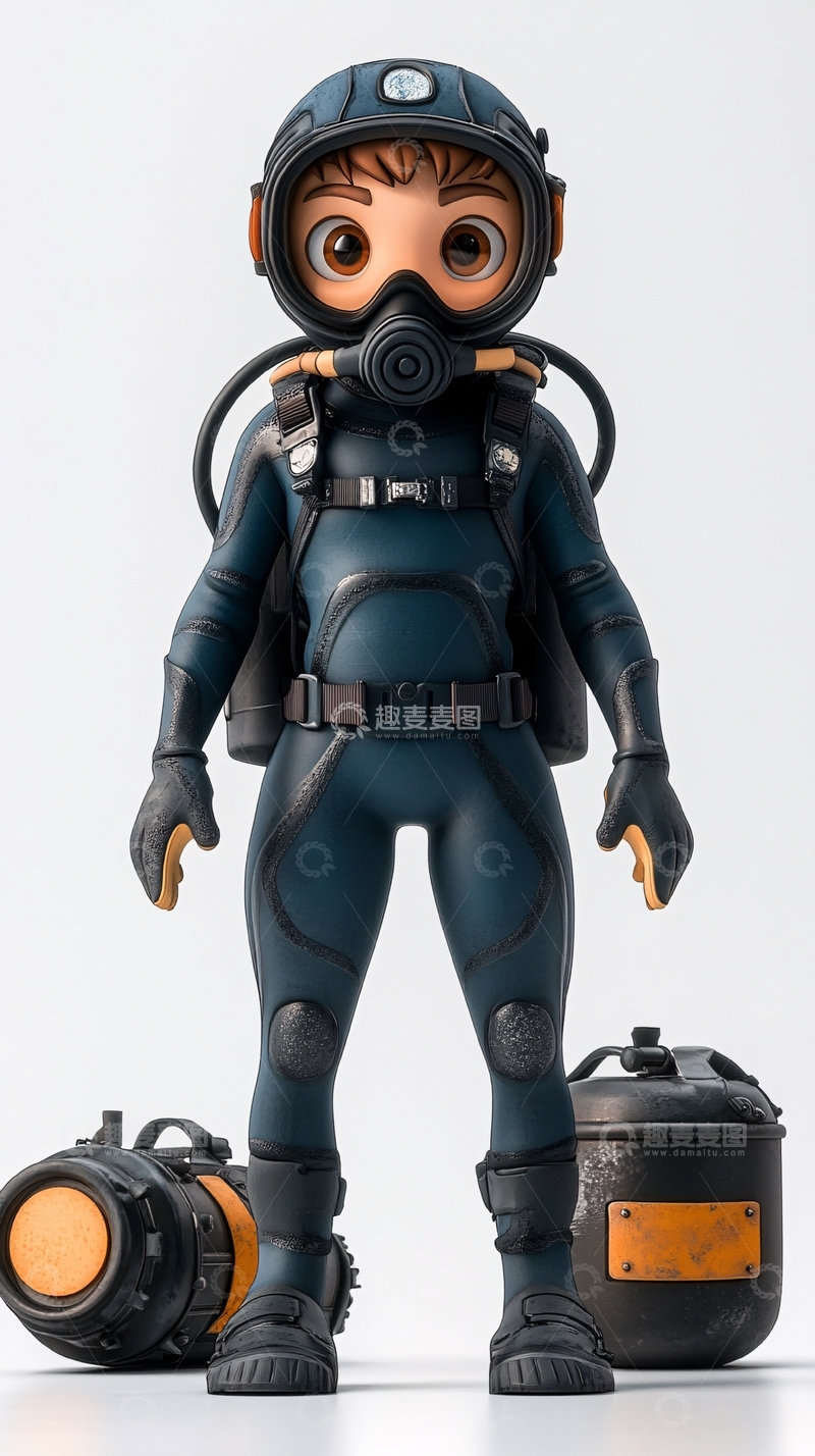 高清大图下载【趣麦麦图】卡通潜水员