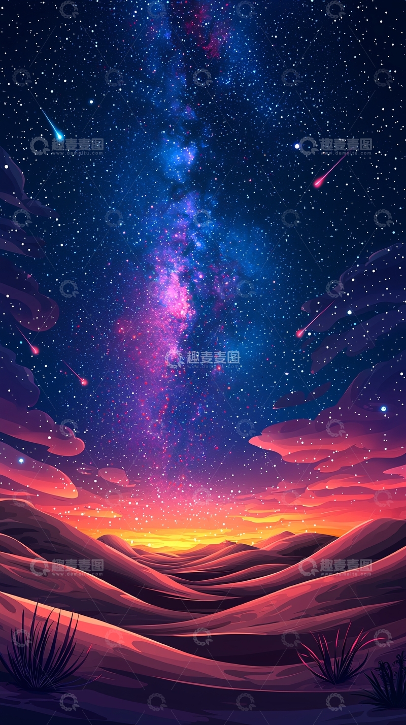 高清大图下载【趣麦麦图】星空下的沙漠