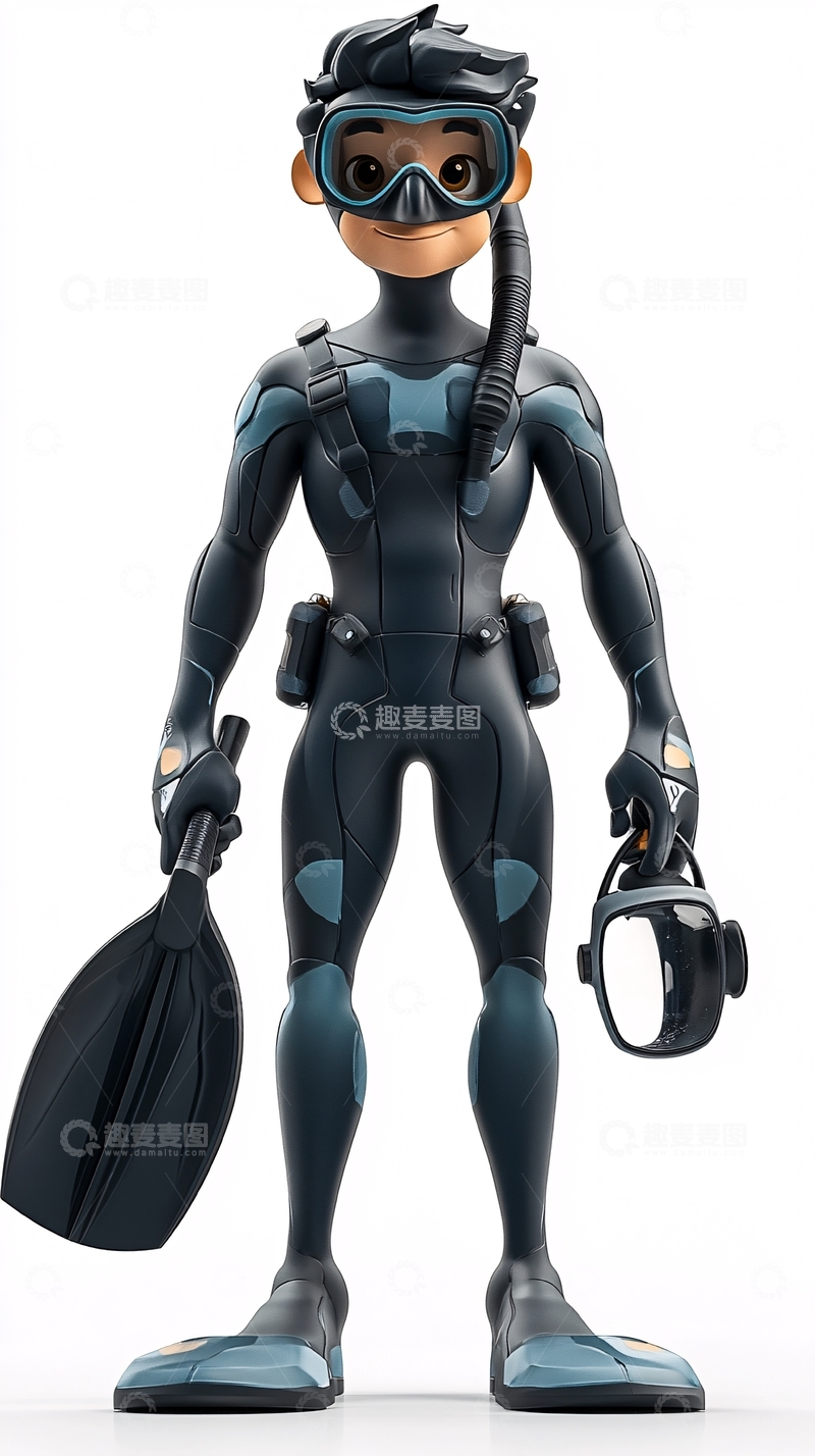 高清大图下载【趣麦麦图】卡通潜水员
