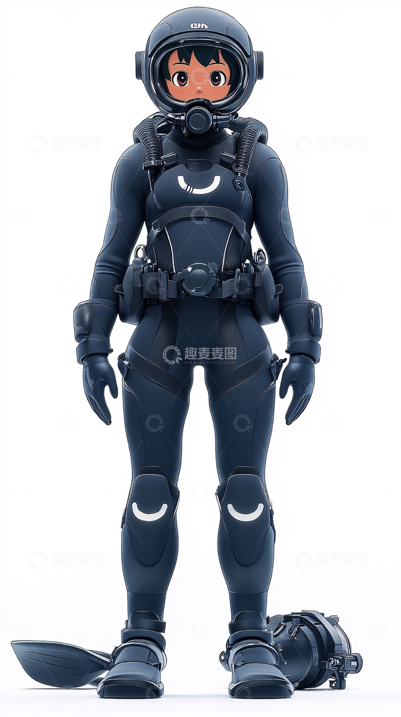 高清大图下载【趣麦麦图】穿着深蓝色潜水服的女性动漫人物