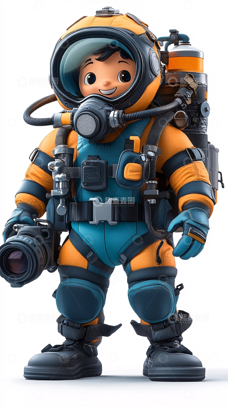 高清大图下载【趣麦麦图】卡通潜水员