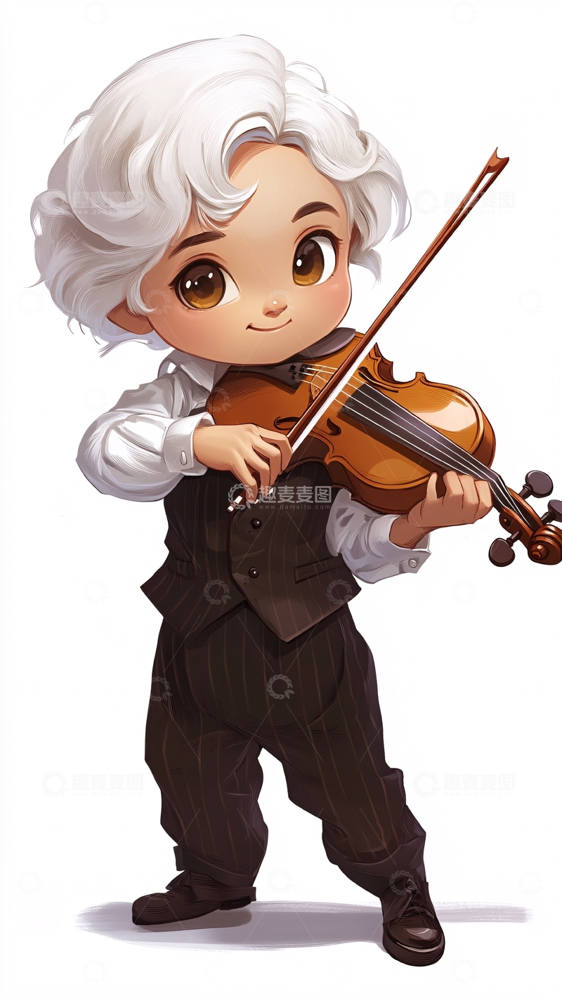 高清大图下载【趣麦麦图】可爱小提琴手