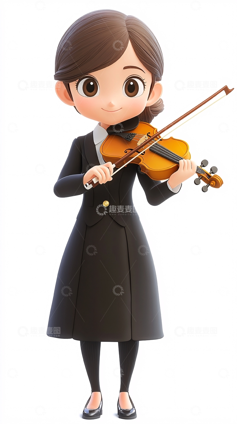 高清大图下载【趣麦麦图】可爱小提琴手卡通人物