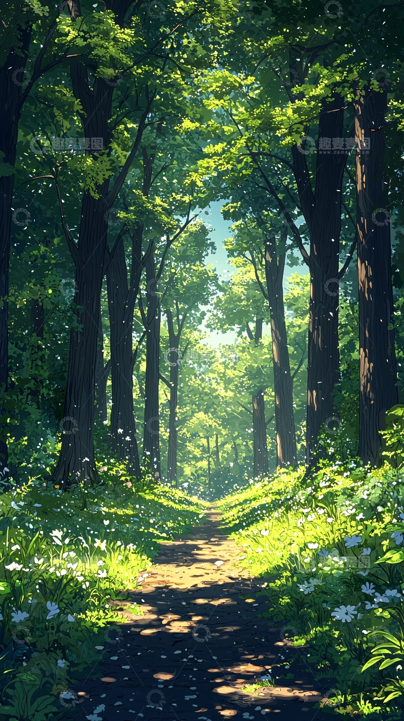 高清大图下载【趣麦麦图】阳光森林小路