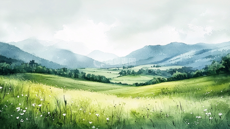 高清大图下载【趣麦麦图】山峦叠嶂绿色田野