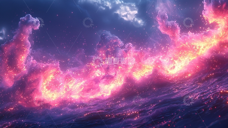 高清大图下载【趣麦麦图】梦幻般燃烧的宇宙云彩