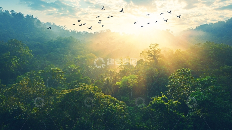 高清大图下载【趣麦麦图】阳光穿过森林