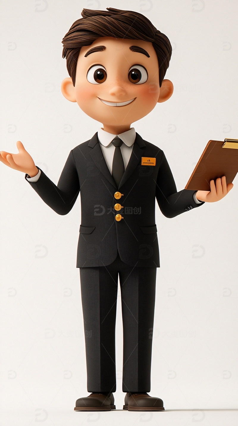 高清大图下载【趣麦麦图】卡通商务男士