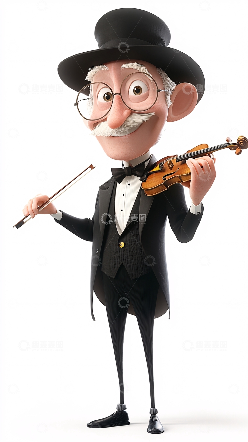 高清大图下载【趣麦麦图】卡通小提琴手
