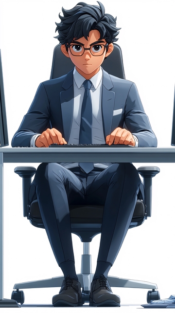 西装革履的年轻程序员