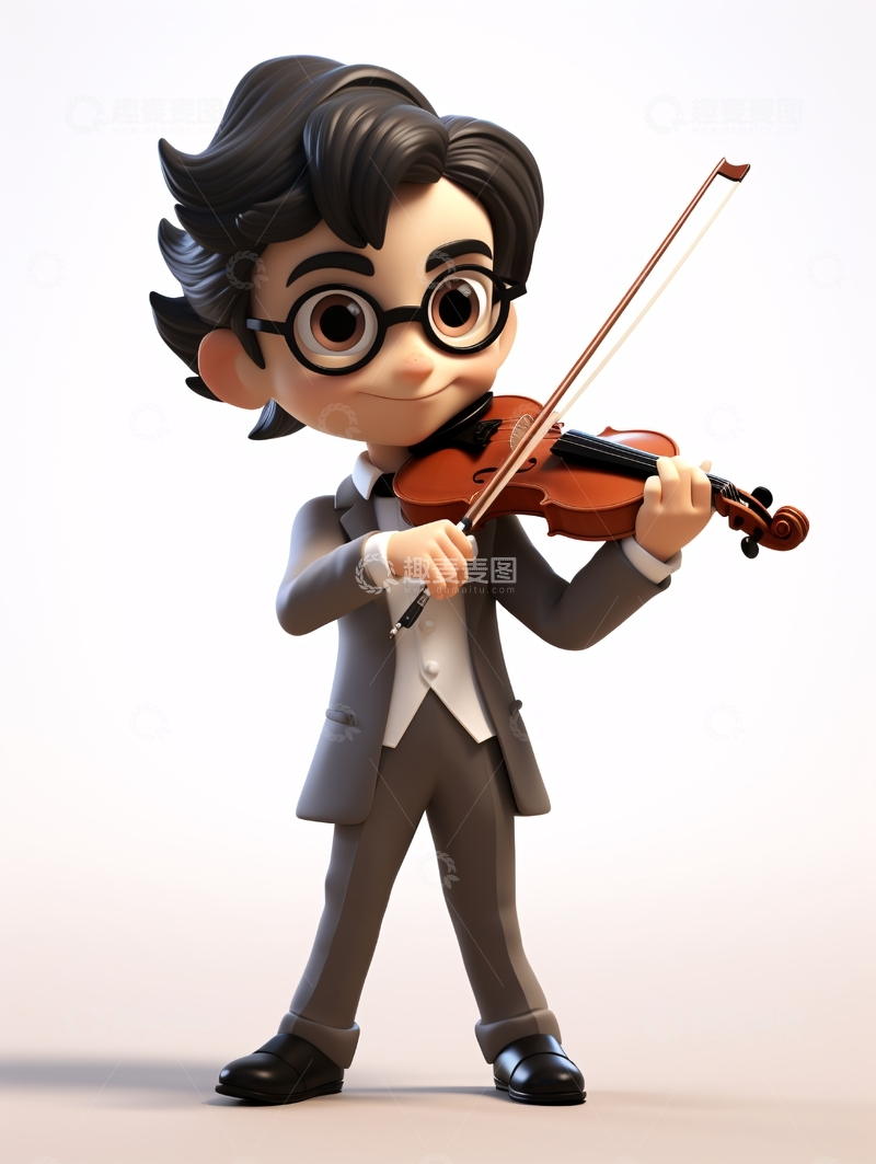 高清大图下载【趣麦麦图】卡通小提琴手
