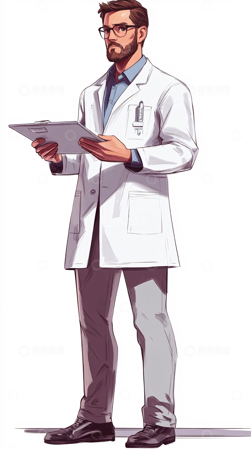 高清大图下载【趣麦麦图】严肃认真男科学家