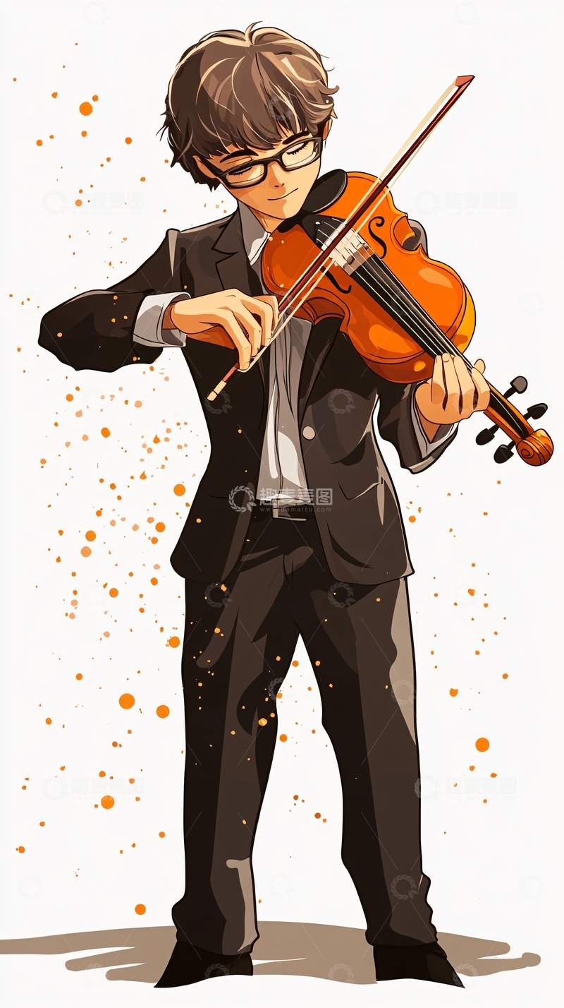 高清大图下载【趣麦麦图】小提琴手男孩