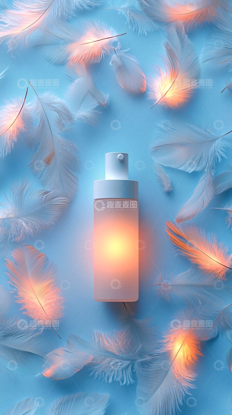高清大图下载【趣麦麦图】产品居中羽毛围绕