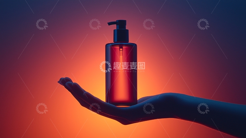 高清大图下载【趣麦麦图】暗色调背景下的琥珀色洗护用品