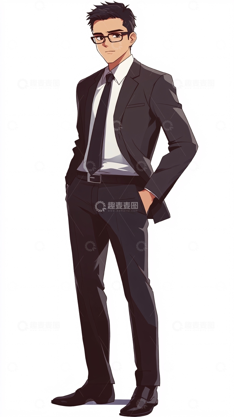 高清大图下载【趣麦麦图】戴眼镜西装帅哥