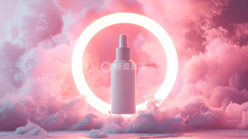 高清大图下载【趣麦麦图】粉色云朵中的精华瓶