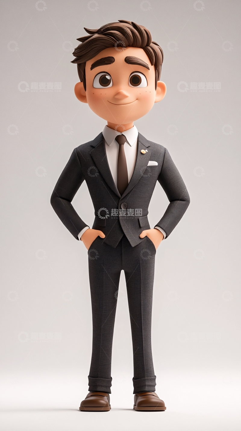 高清大图下载【趣麦麦图】卡通商务男士
