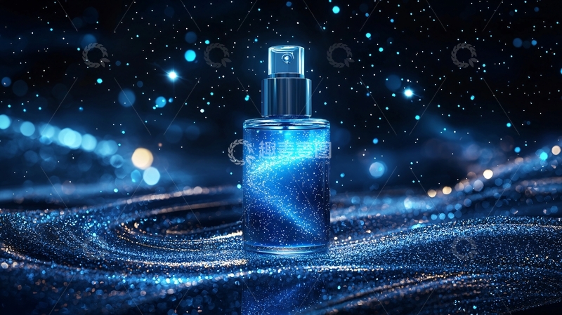 高清大图下载【趣麦麦图】星空下的蓝色液体瓶子