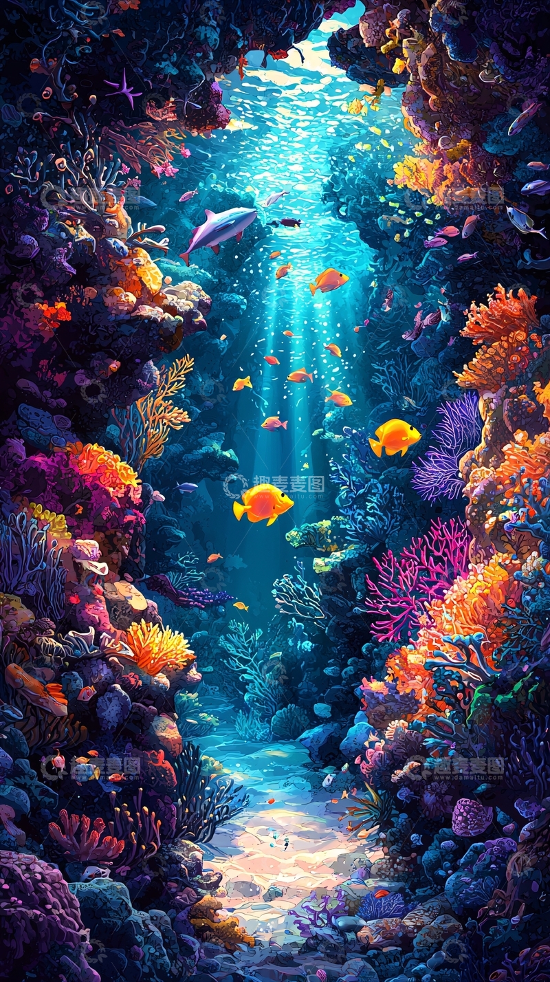 高清大图下载【趣麦麦图】海底珊瑚礁景观