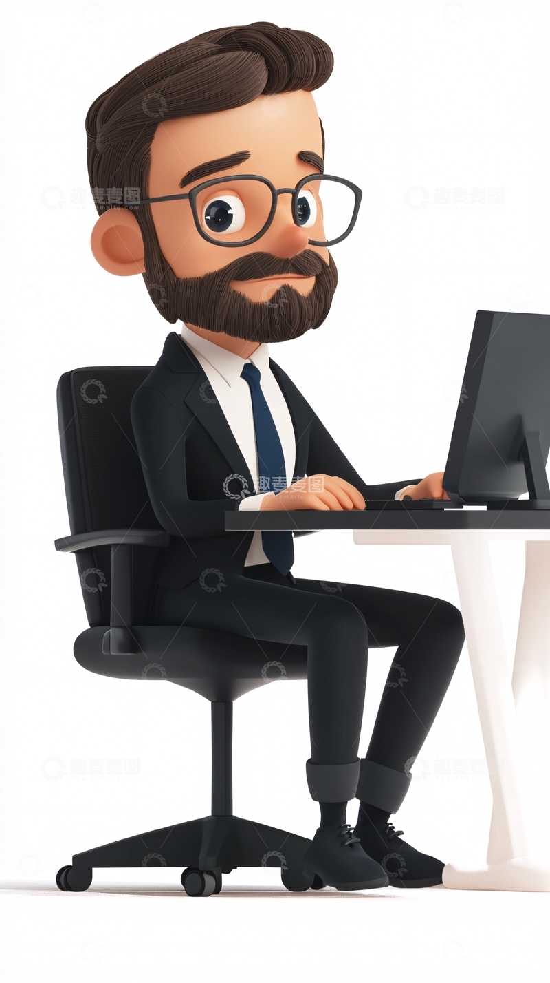 高清大图下载【趣麦麦图】卡通商务男士