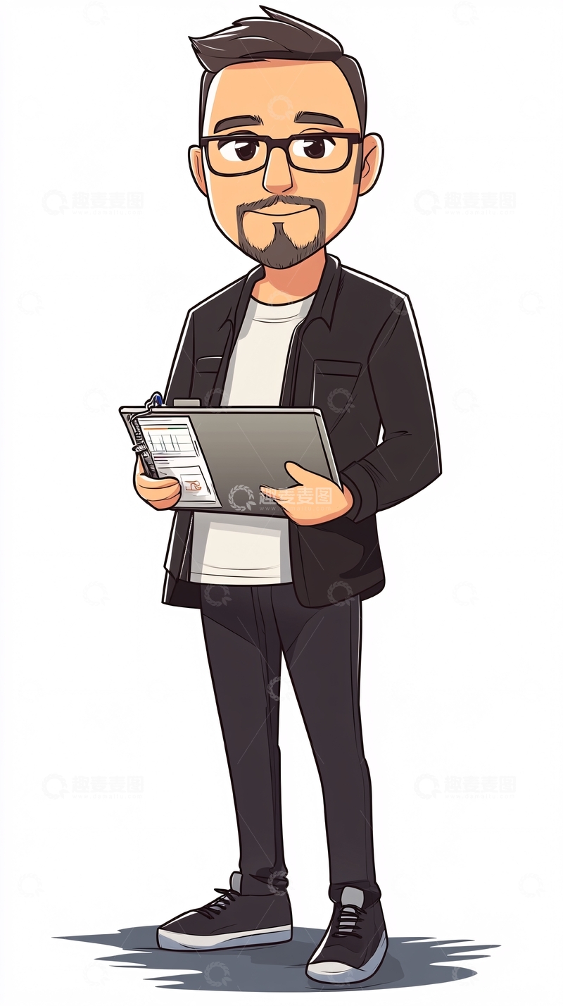 高清大图下载【趣麦麦图】戴眼镜的卡通男士