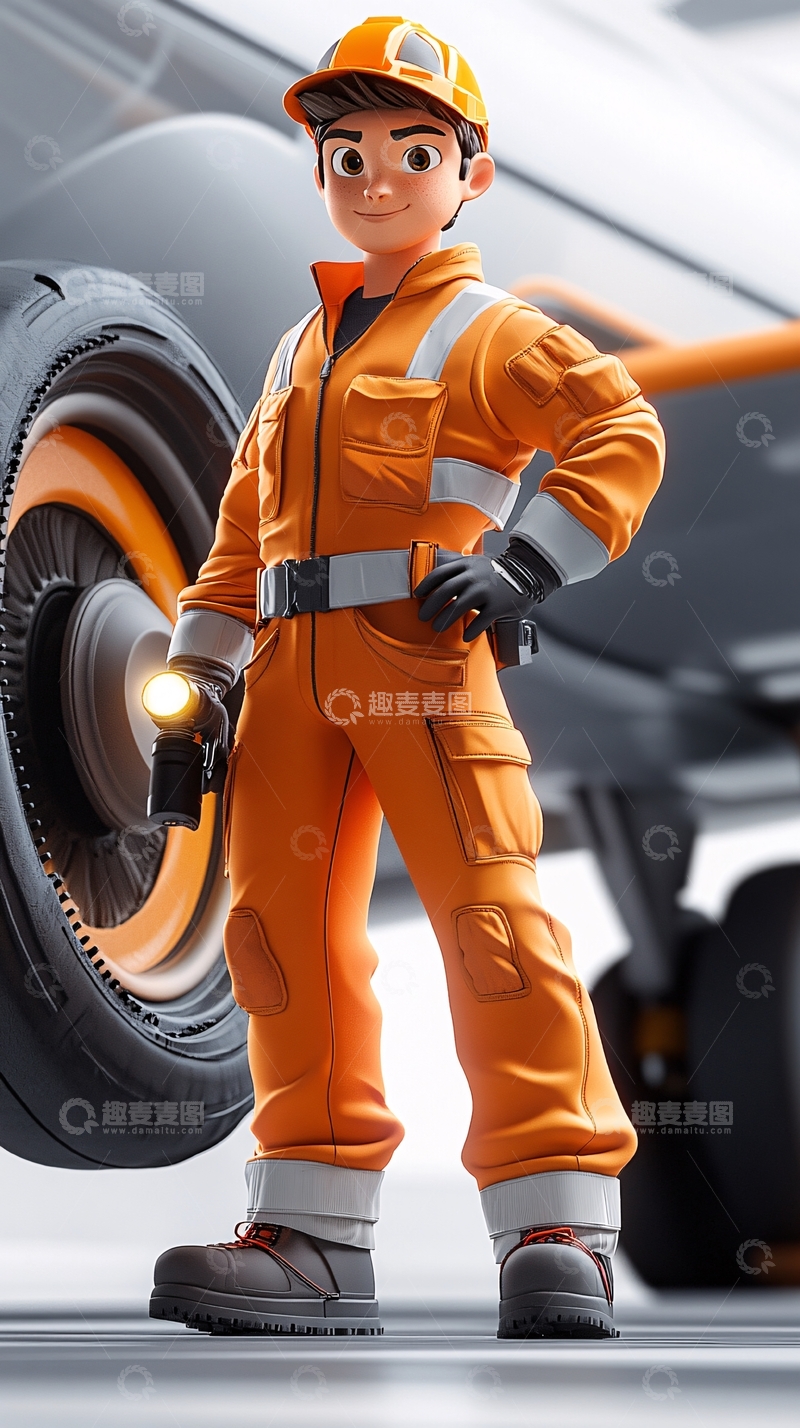 高清大图下载【趣麦麦图】卡通飞机工程师