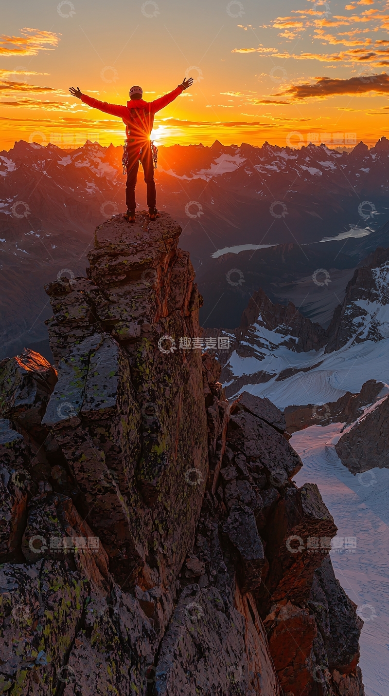 高清大图下载【趣麦麦图】山峰日出剪影