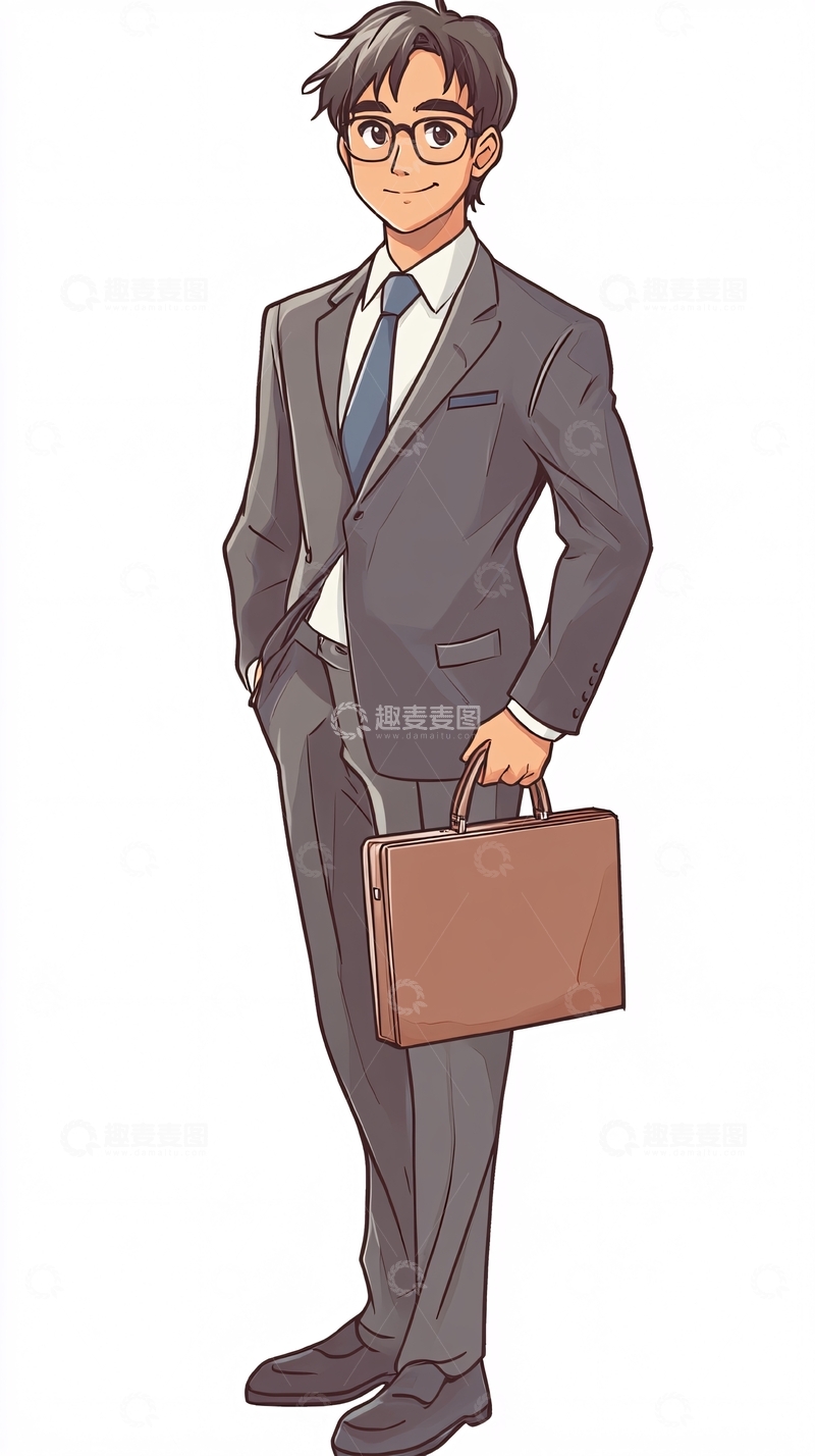 高清大图下载【趣麦麦图】手绘商务男士