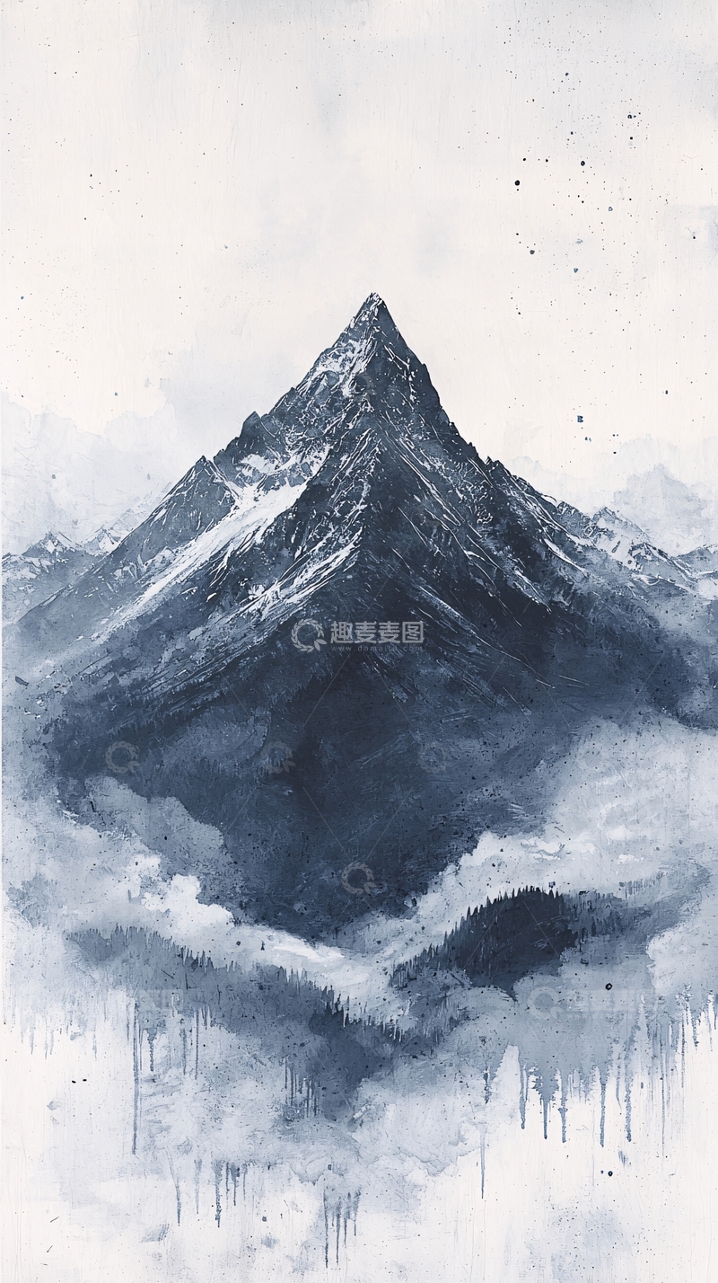 高清大图下载【趣麦麦图】水墨写意高山