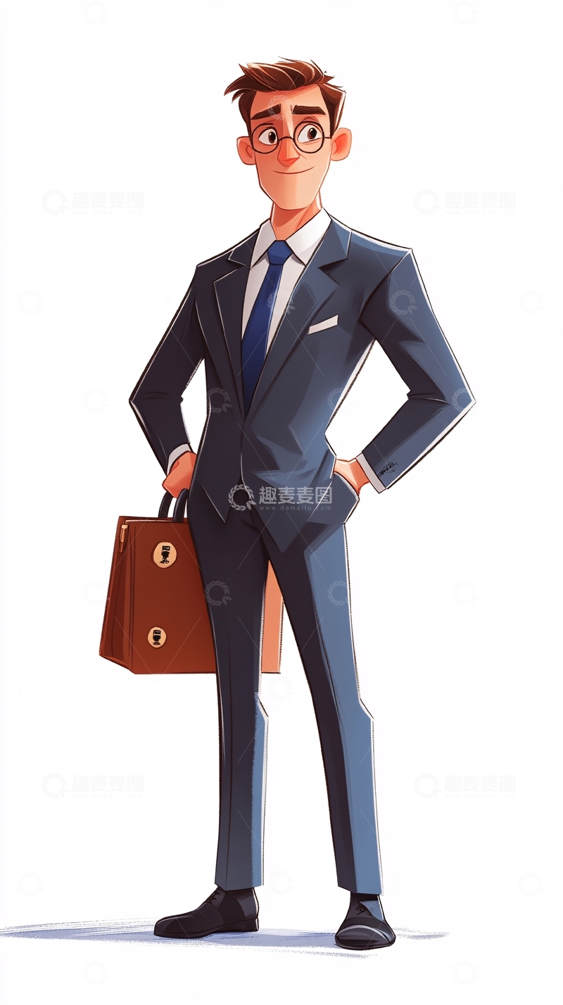 高清大图下载【趣麦麦图】西装革履男士插画