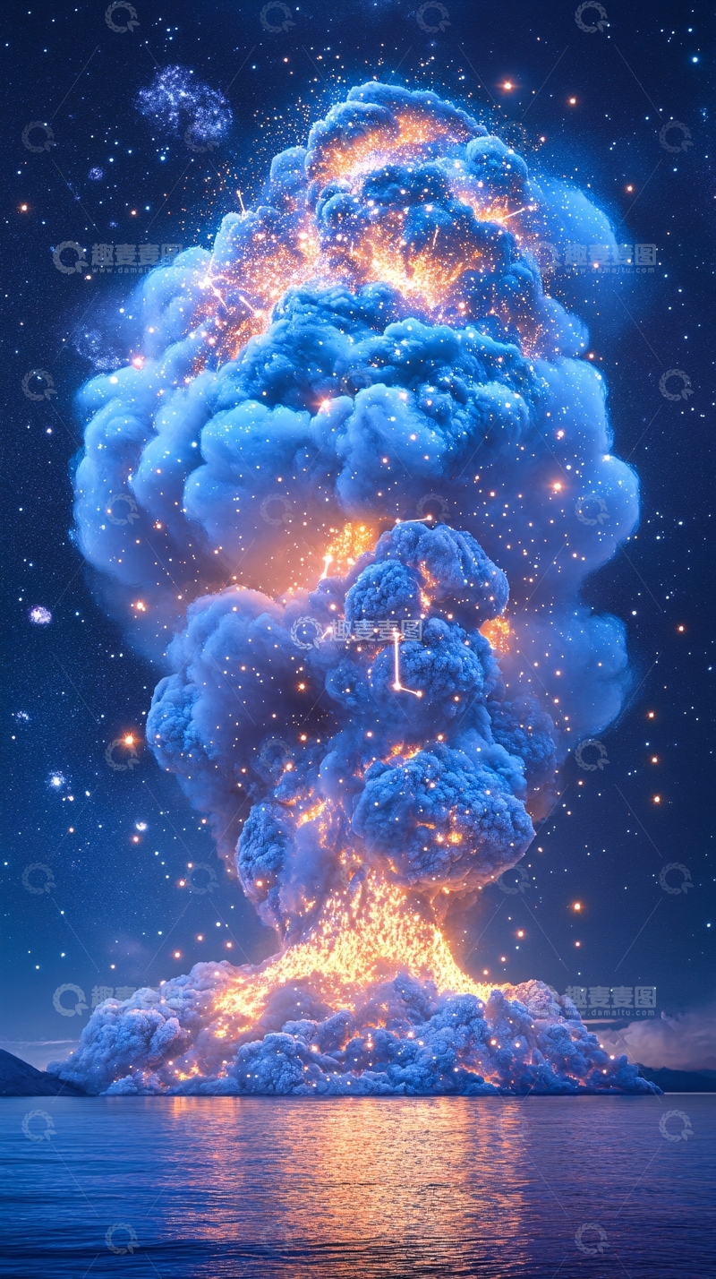 高清大图下载【趣麦麦图】蓝色火山爆发