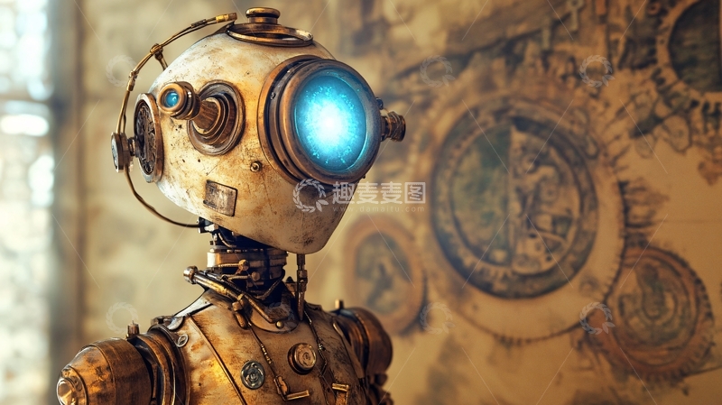 高清大图下载【趣麦麦图】复古蒸汽朋克机器人