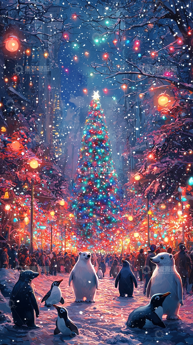 高清大图下载【趣麦麦图】节日气氛浓郁的冬日森林