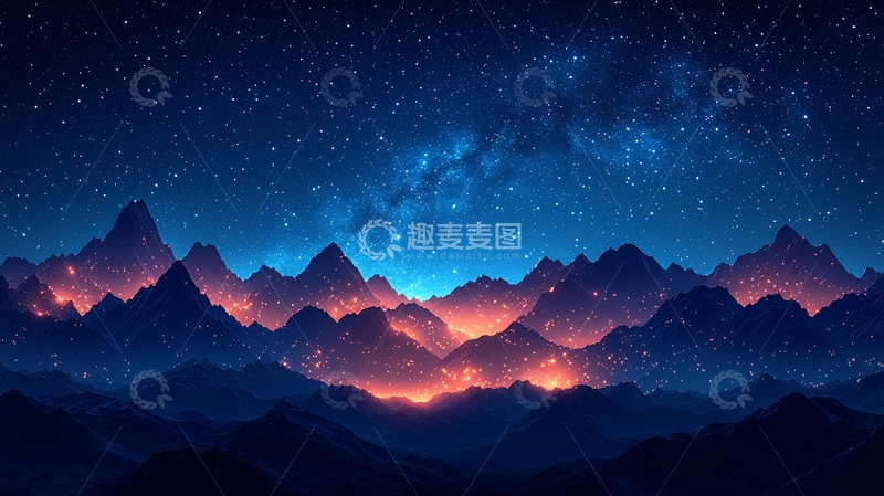 高清大图下载【趣麦麦图】星空山脉夜景