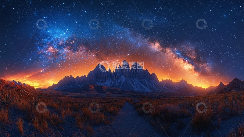 高清大图下载【趣麦麦图】星空下的山脉