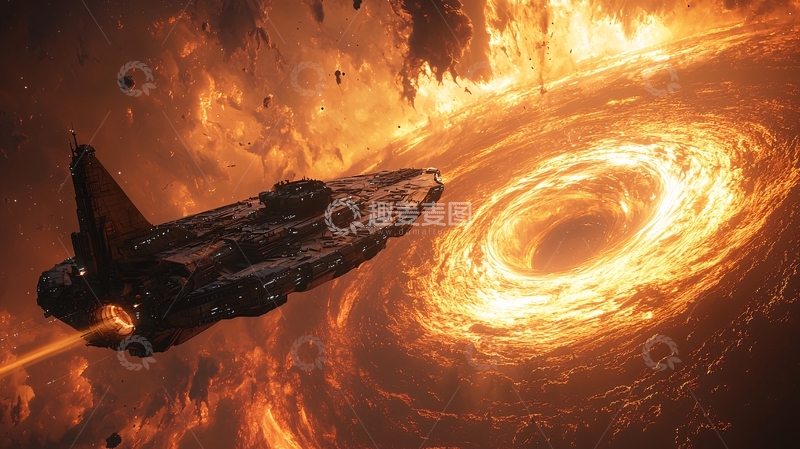 高清大图下载【趣麦麦图】宇宙飞船火焰漩涡