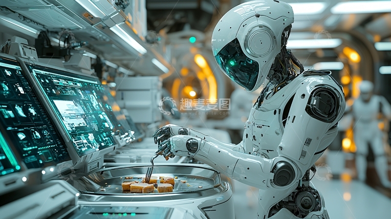 高清大图下载【趣麦麦图】未来科技感机器人厨师
