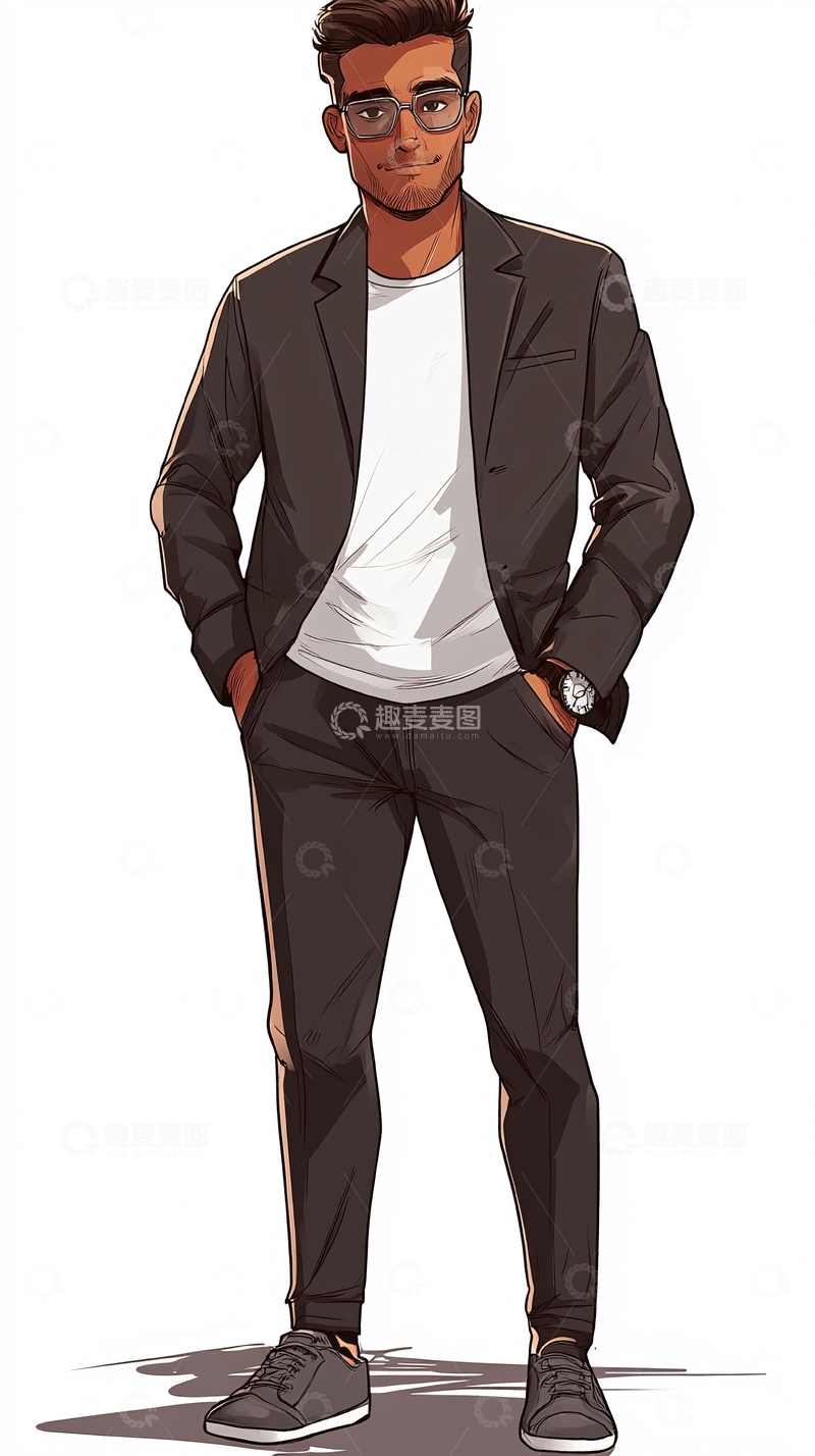 高清大图下载【趣麦麦图】商务休闲男装插画