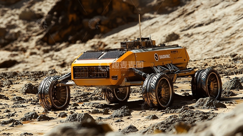 高清大图下载【趣麦麦图】沙漠中黄色探测车