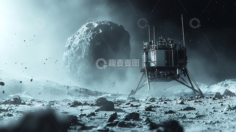 高清大图下载【趣麦麦图】太空探测器着陆小行星
