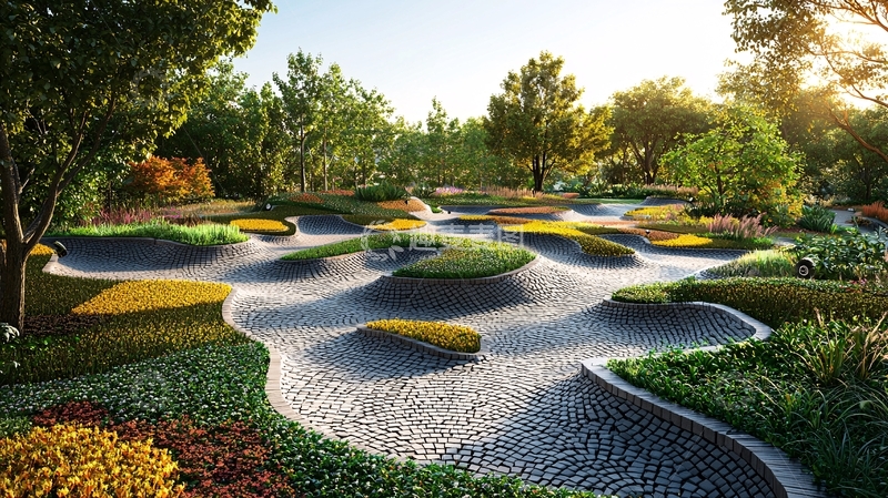 高清大图下载【趣麦麦图】绿色起伏花园景观