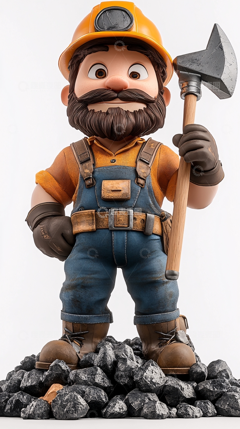 高清大图下载【趣麦麦图】卡通矿工雕像
