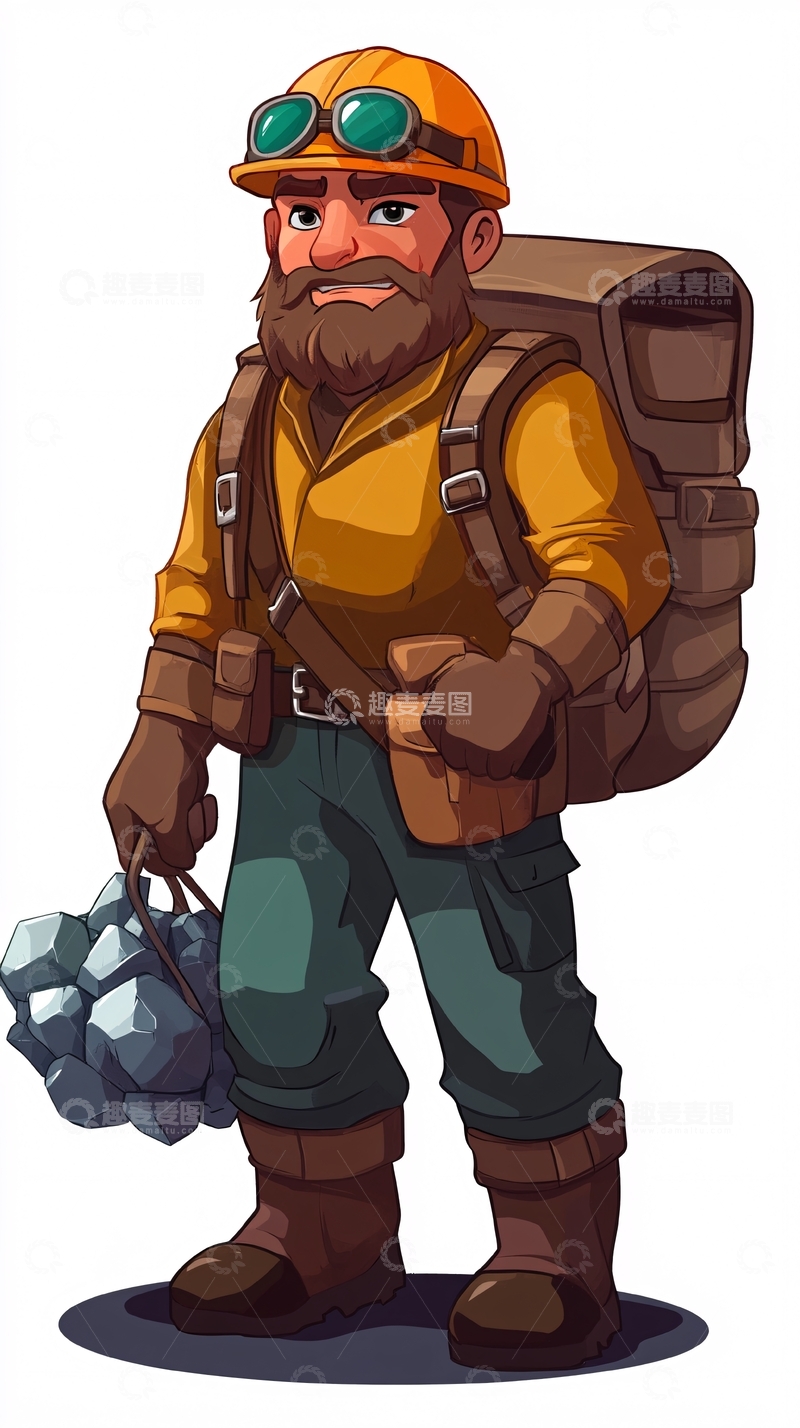 高清大图下载【趣麦麦图】卡通矿工
