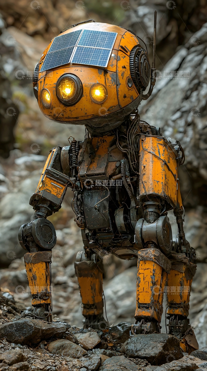 高清大图下载【趣麦麦图】太阳能机器人