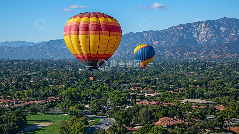 高清大图下载【趣麦麦图】热气球山谷景观
