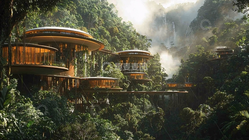 高清大图下载【趣麦麦图】热带雨林空中别墅