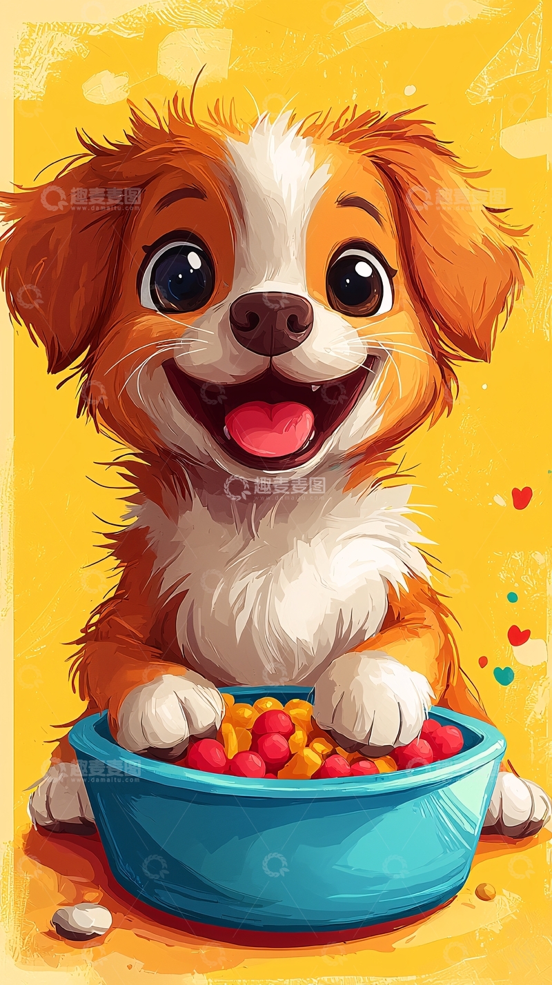 高清大图下载【趣麦麦图】卡通小狗在吃东西